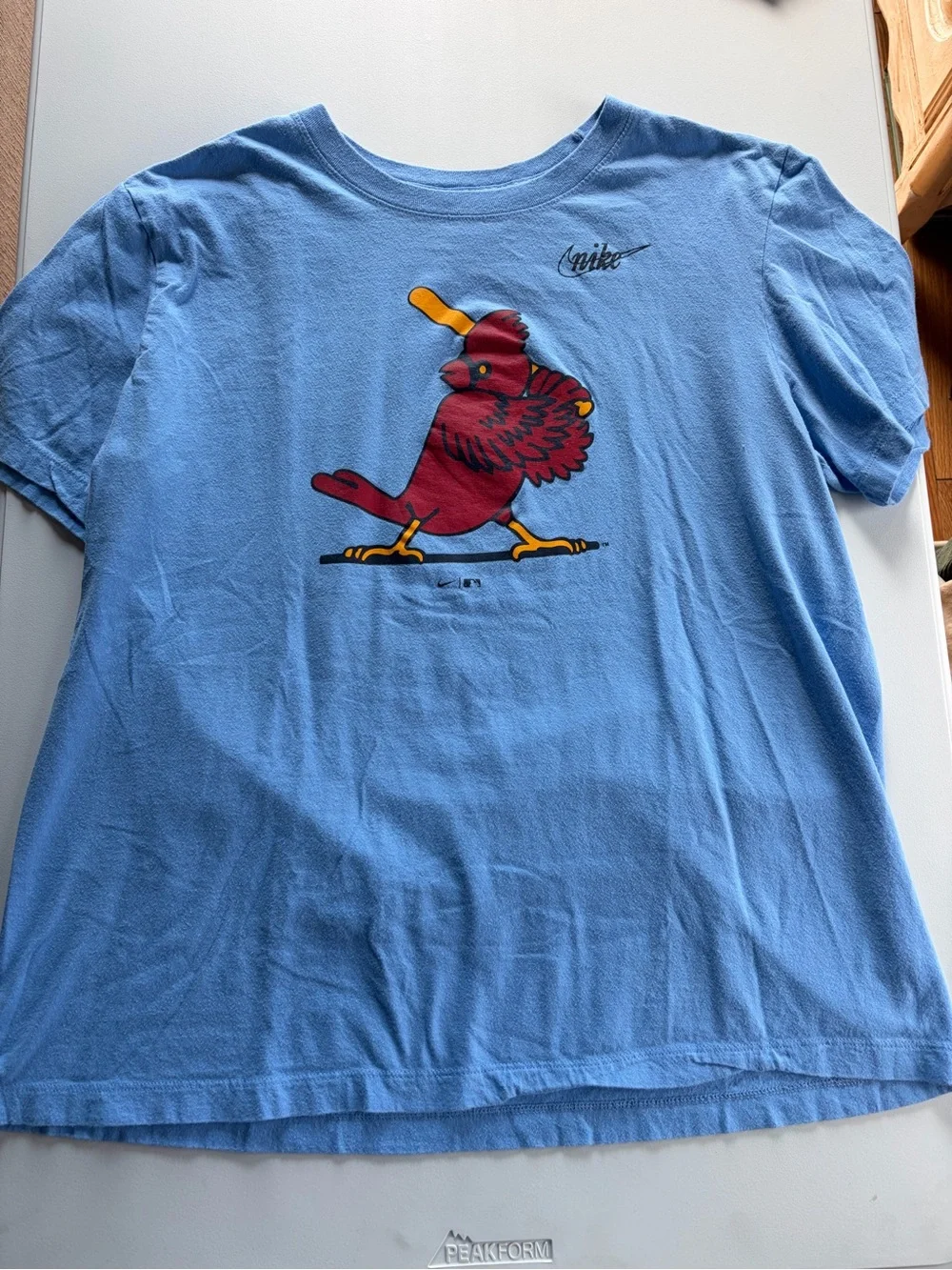 Nike St Louis Cardinals Kids Sky Blue Tee with Red Bird Graphic Sz Large